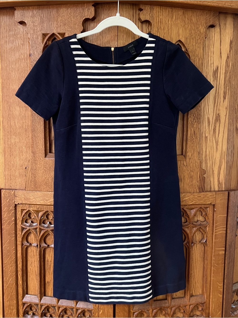 J. Crew Navy Dress with White Striped Center Panel